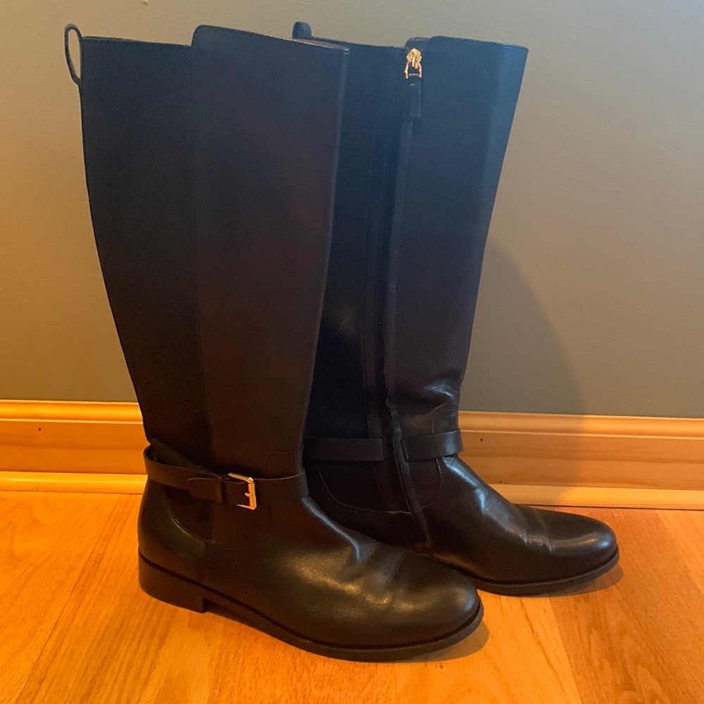Ralph Lauren tall riding boots. Black leather. Size 10